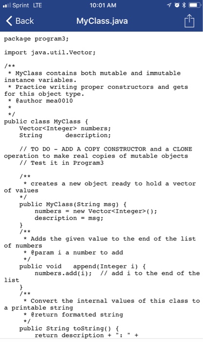 add a clone operation and a copy constructor to a class that