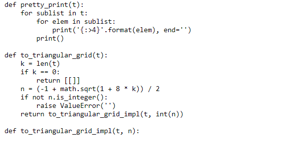are given a list t of length n = n(n+1)/2 where the