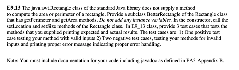  E9.13 The java.awt.Rectangle class of the standard Java library does not