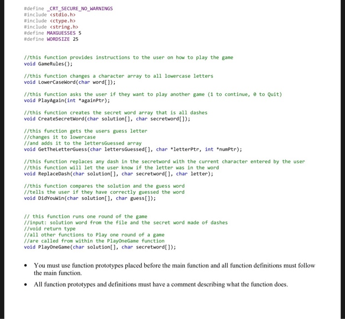  I need help creating this program in C language (not in