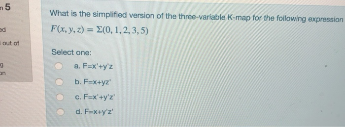  5 What is the simplified version of the three-variable K-map for