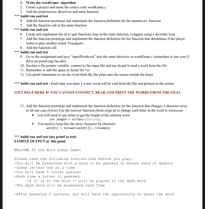 provides instructions to the user on how to play the game void
