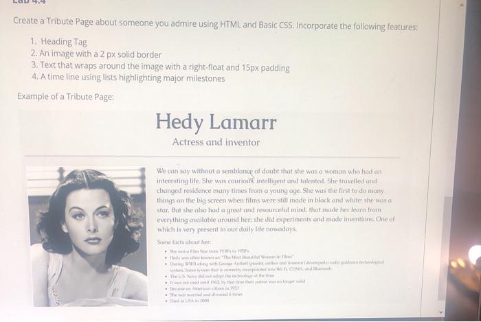  Create a Tribute Page about someone you admire using HTML and