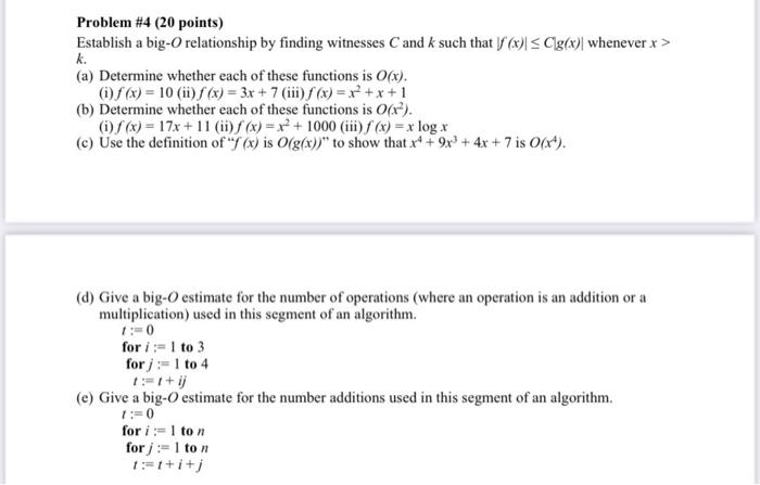  i need solutions a , c and d Problem #4 (20