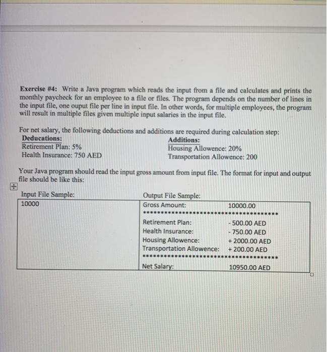 in JAVA Exercise #4: Write a Java program which reads the input