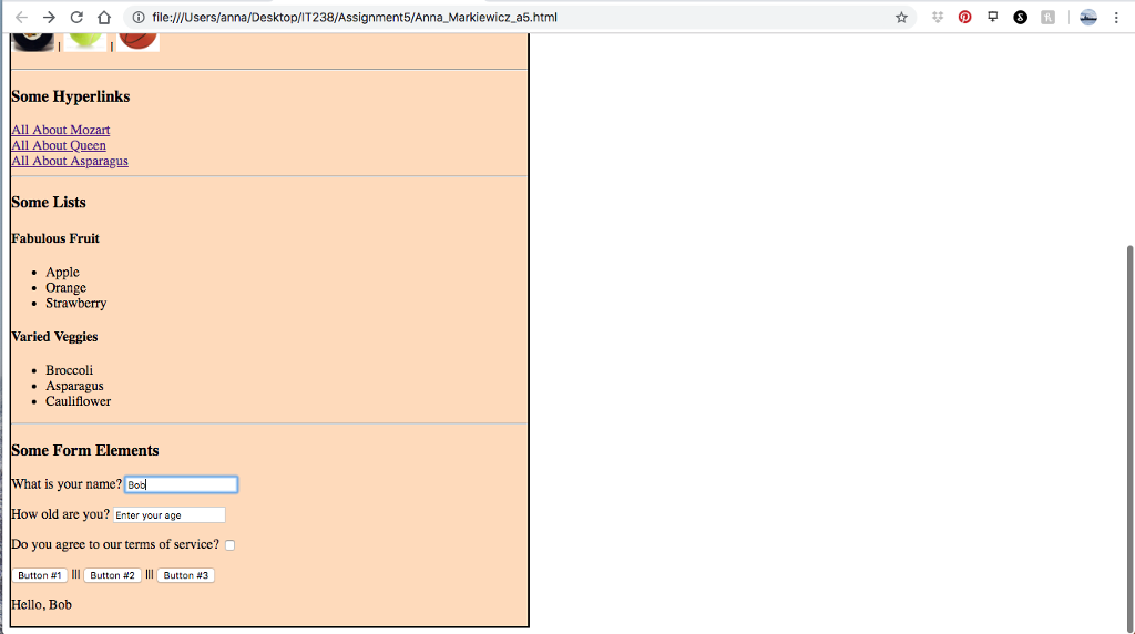 Part 1: Modify this page so that when the user clicks out