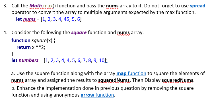 please help me solve these 2 questions of basic javaScript 3. Call