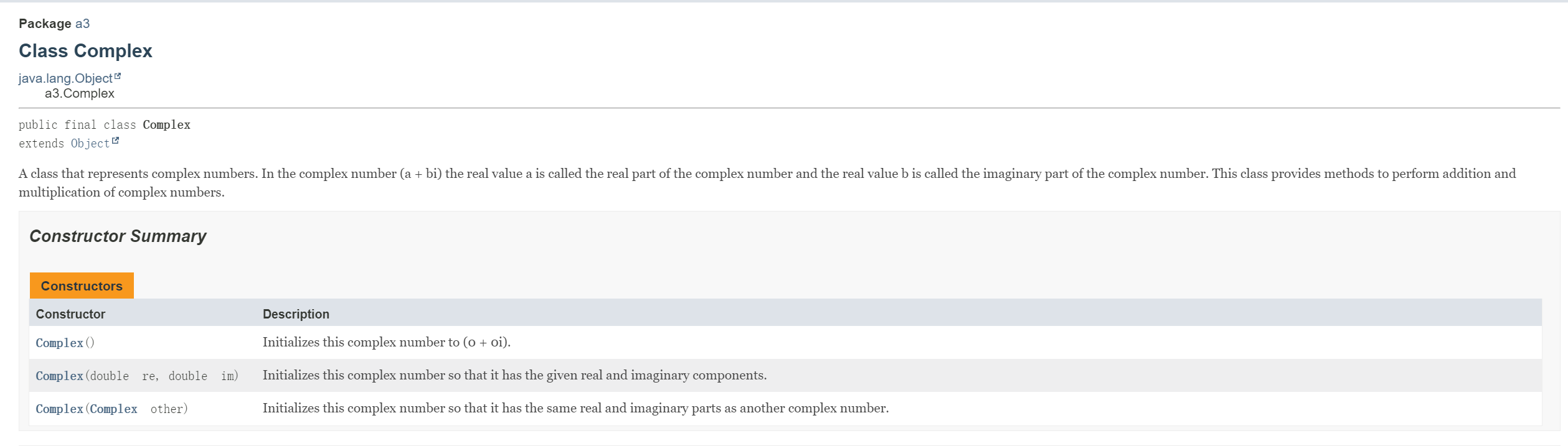 Really hard for me Constructor Summary n 21 n Complete the implementation