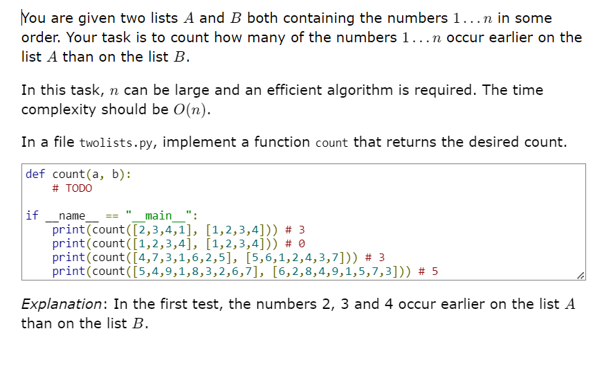  You are given two lists A and B both containing the