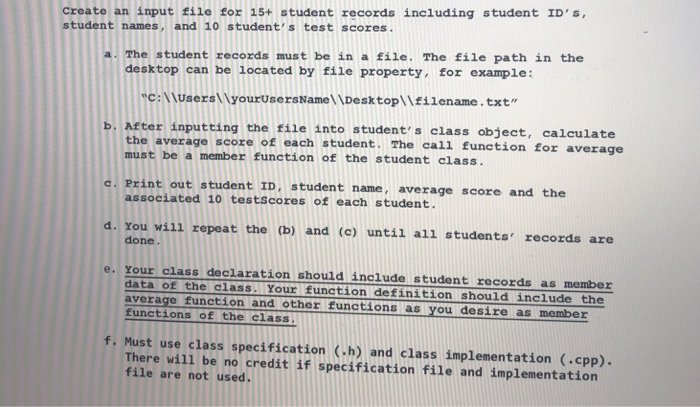  create an input file for 15 student records including student ID's,
