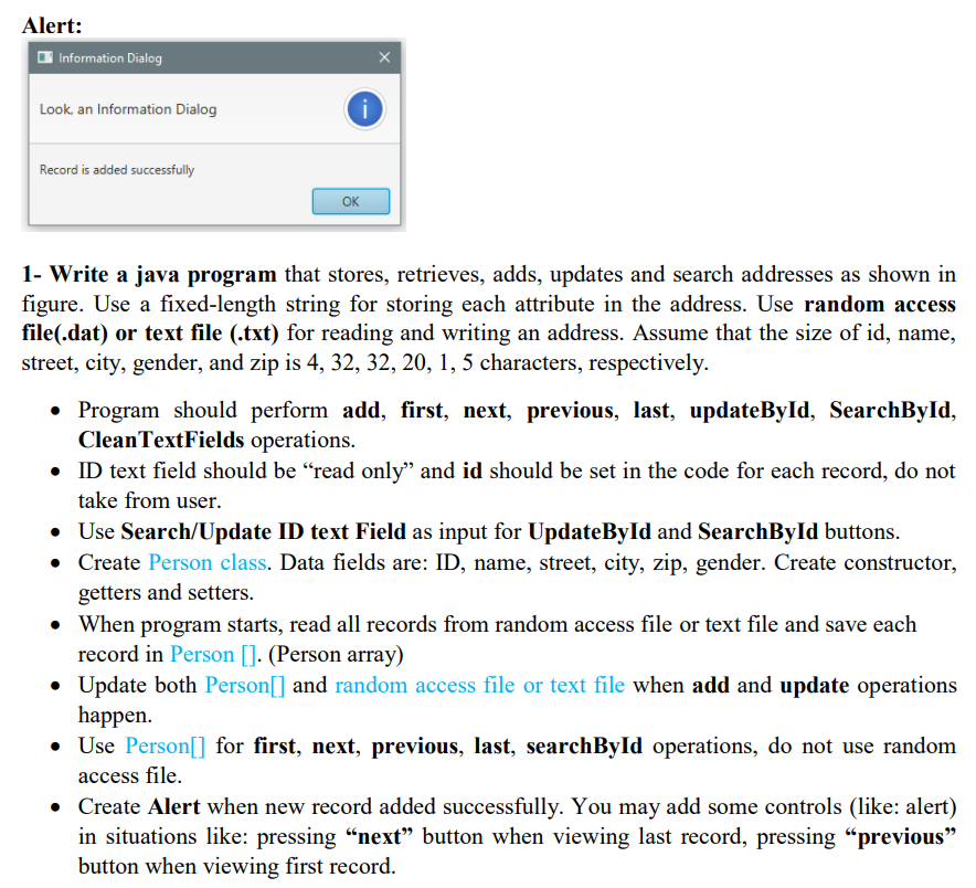 JAVA ADDRESBOOK PROJECT (please review carefully) I am trying to solve it