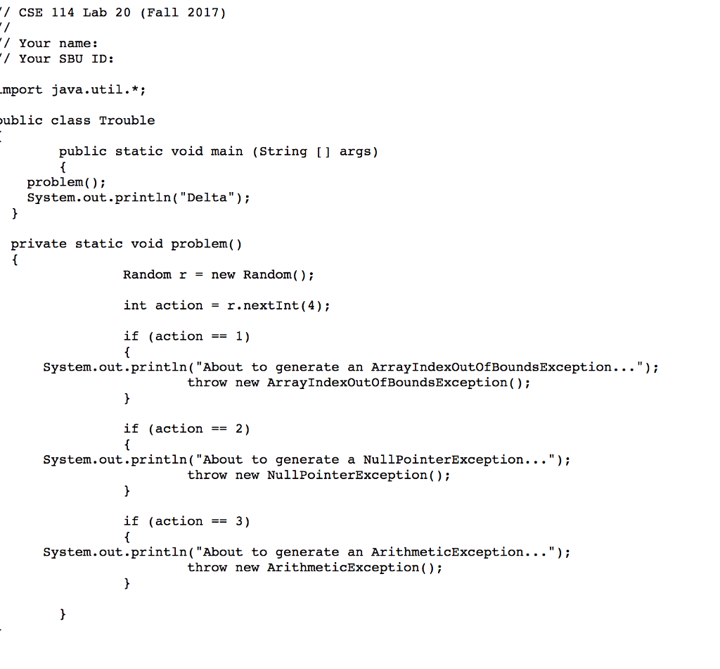 Answer the following program using Java and the file provided below. Answer