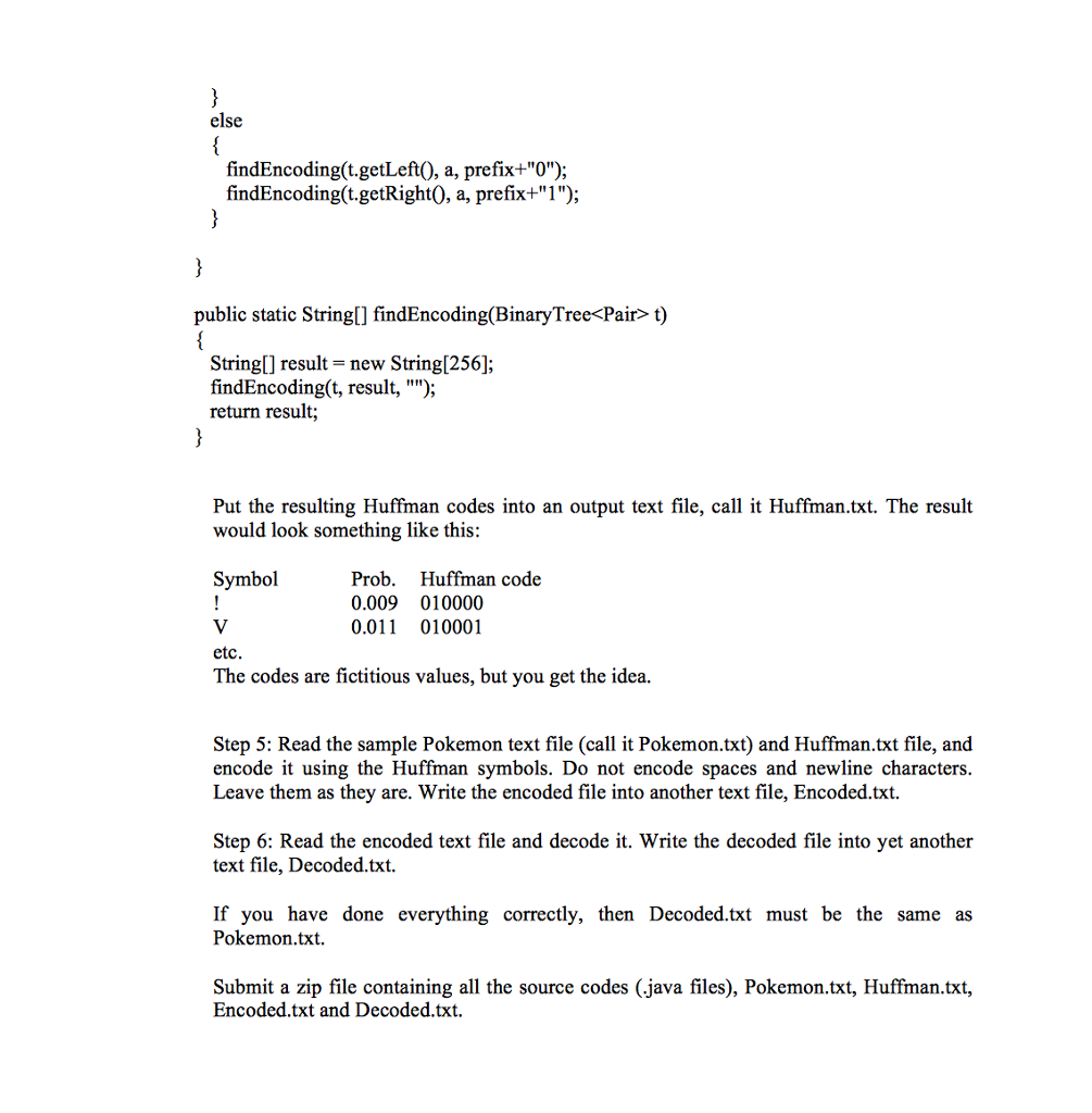 coding algorithm using the binary tree data structure Problem Summary: Read a