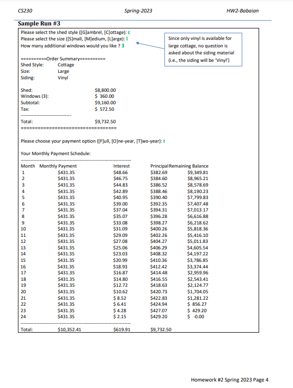 store process customer orders. The program must work as follows: Input 1.