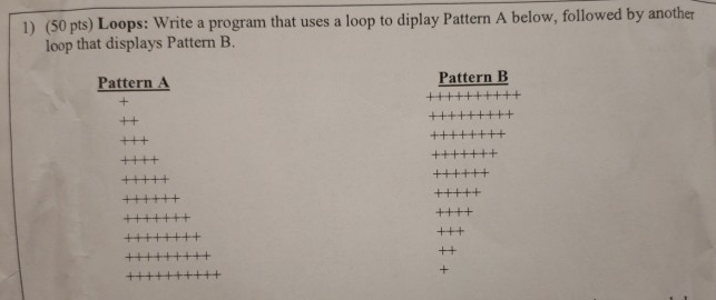 In java 1) (50 pts) Loo ps: Write a program that uses