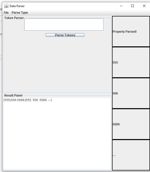 to tokenize and manage string inputs. The application also features more GUI