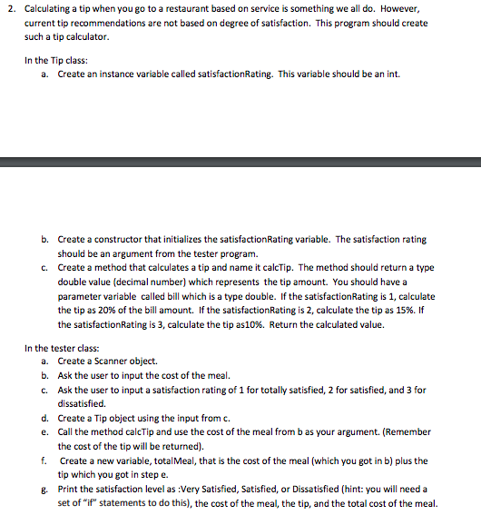 Tip calculator in Java 2. Calculating a tip when you go to