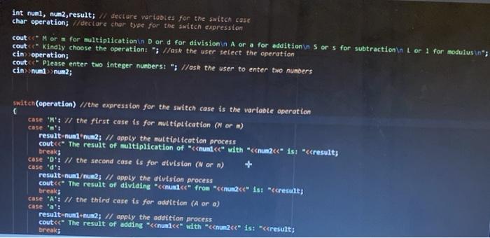  please i need flowchart for this c++ code int numl, num2,