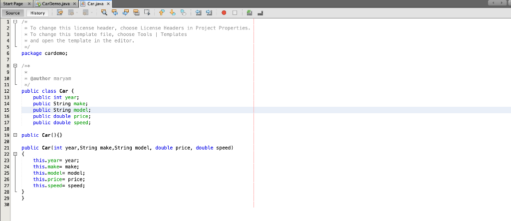 instantiate objects from a class. Task2: CarDemo Application Create a Java application