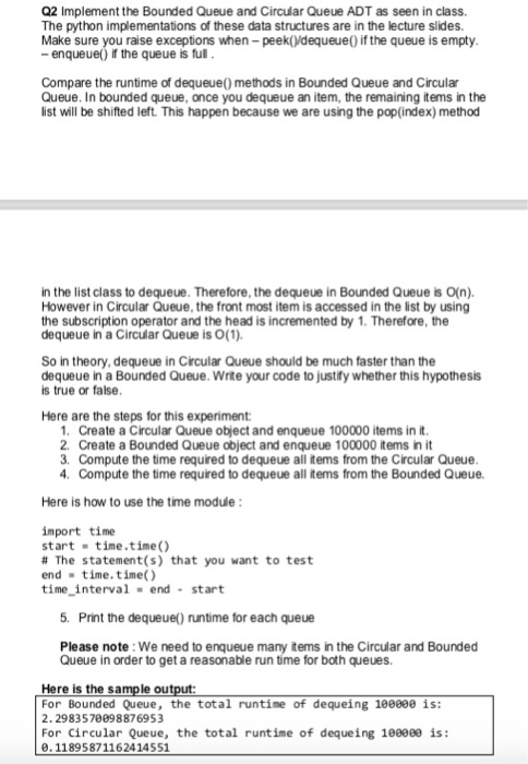  Q2 Implement the Bounded Queue and Circular Queue ADT as seen