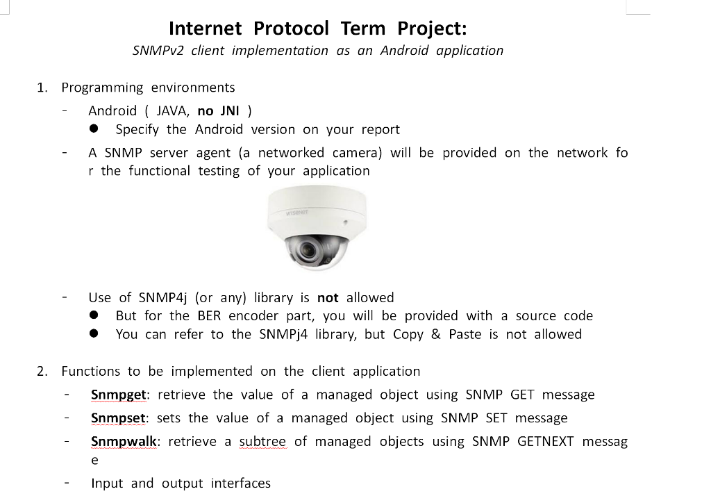  \ Internet Protocol Term Project: SNMPv2 client implementation as an Android