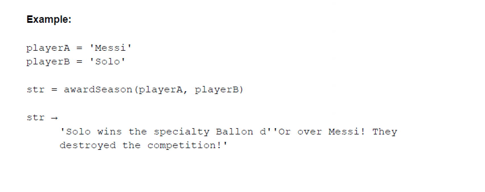 (char) a sentence stating who won the Ballon d'Or award Topics: (switch