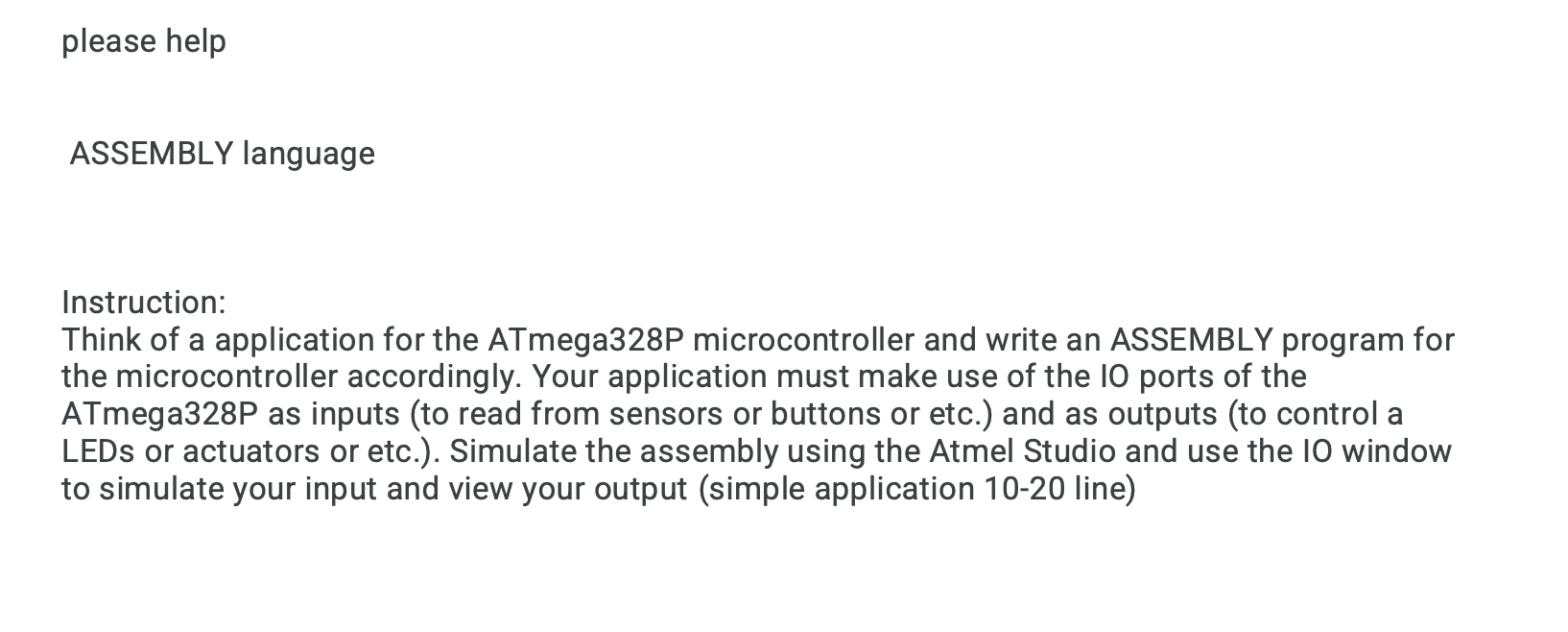 I only need ASSEMBLY code pic and IO windows pic please