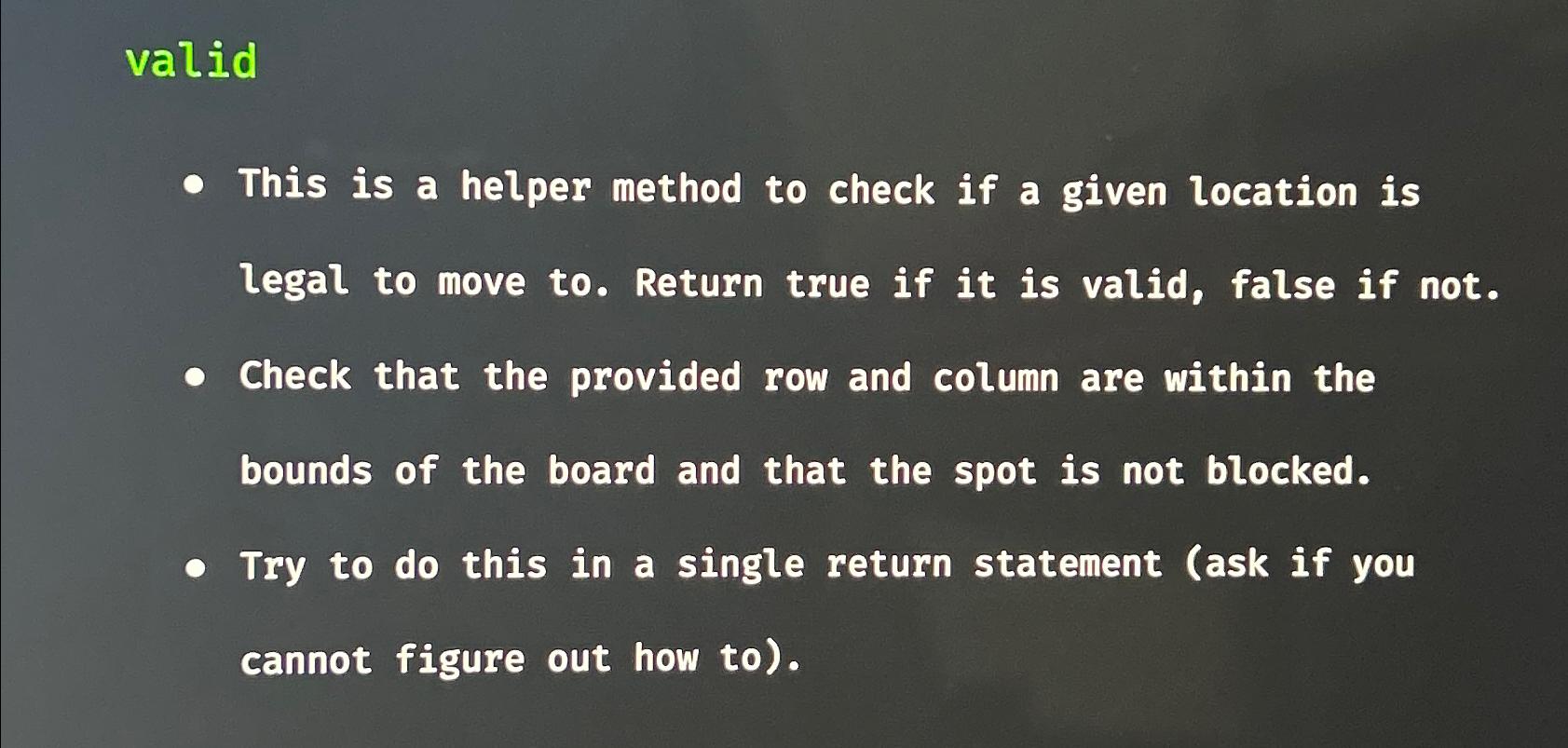  valid This is a helper method to check if a given