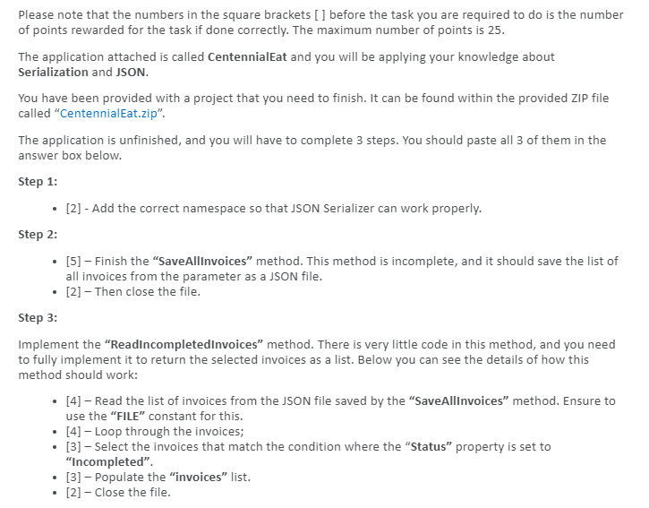  //this method is saving the invoices list static void SaveAllInvoices(List invoices)