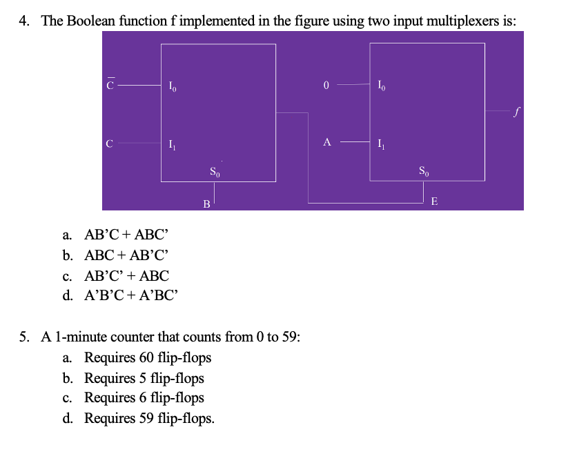  4. The Boolean function f implemented in the figure using two