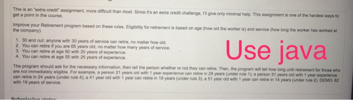  This is an "extra credit assignment, more difficult than most. Since