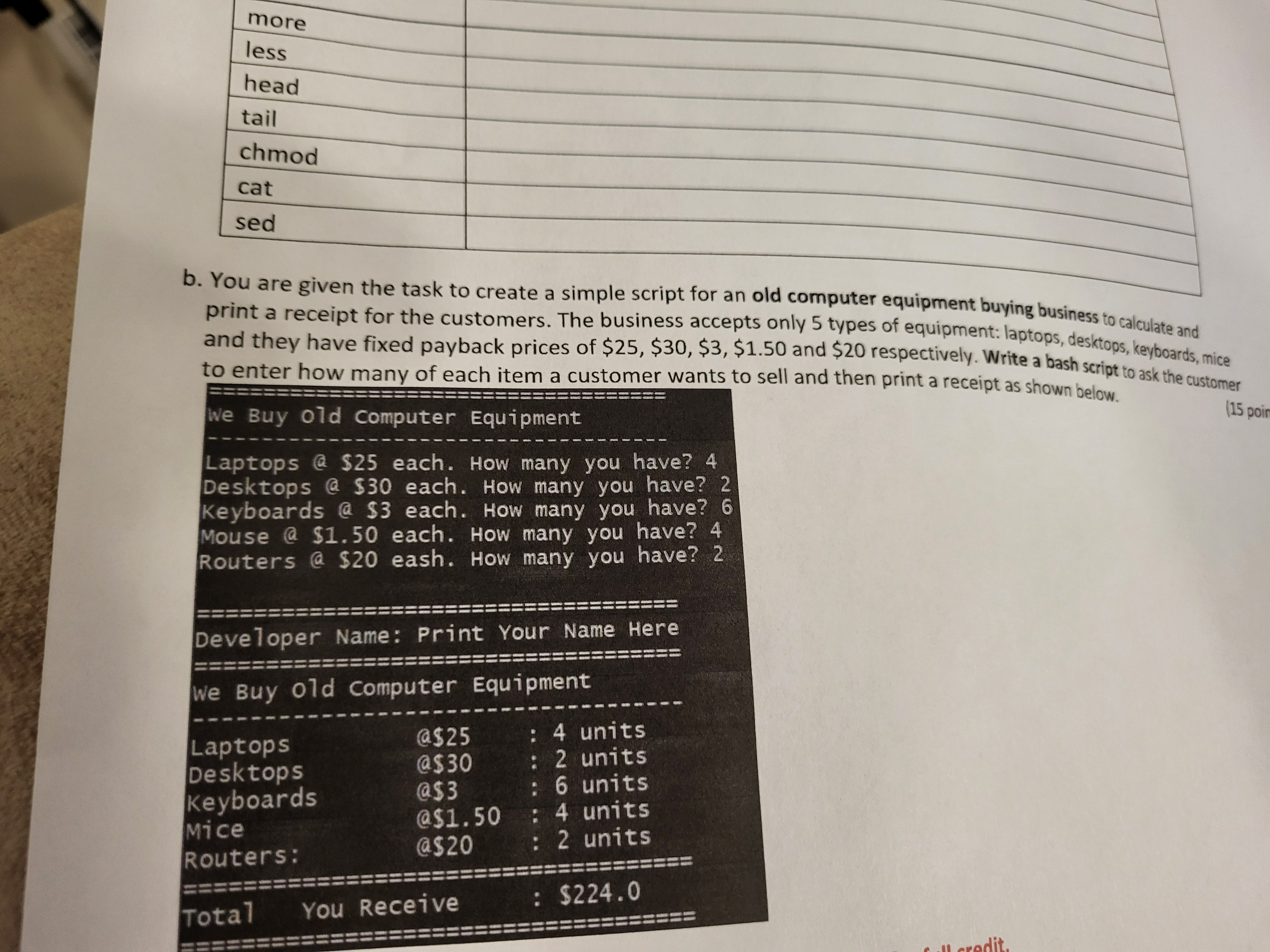  You are given the task to create a somple script for