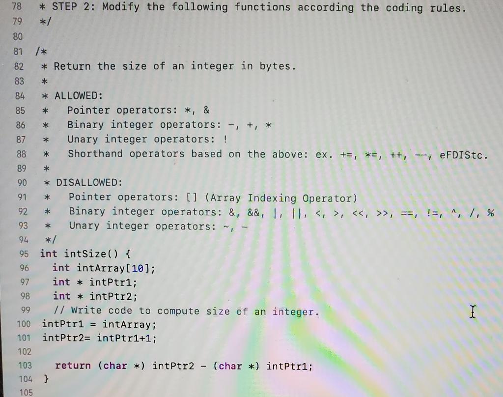 Please explain each line from 95 to 103. Its Pointer Lab in