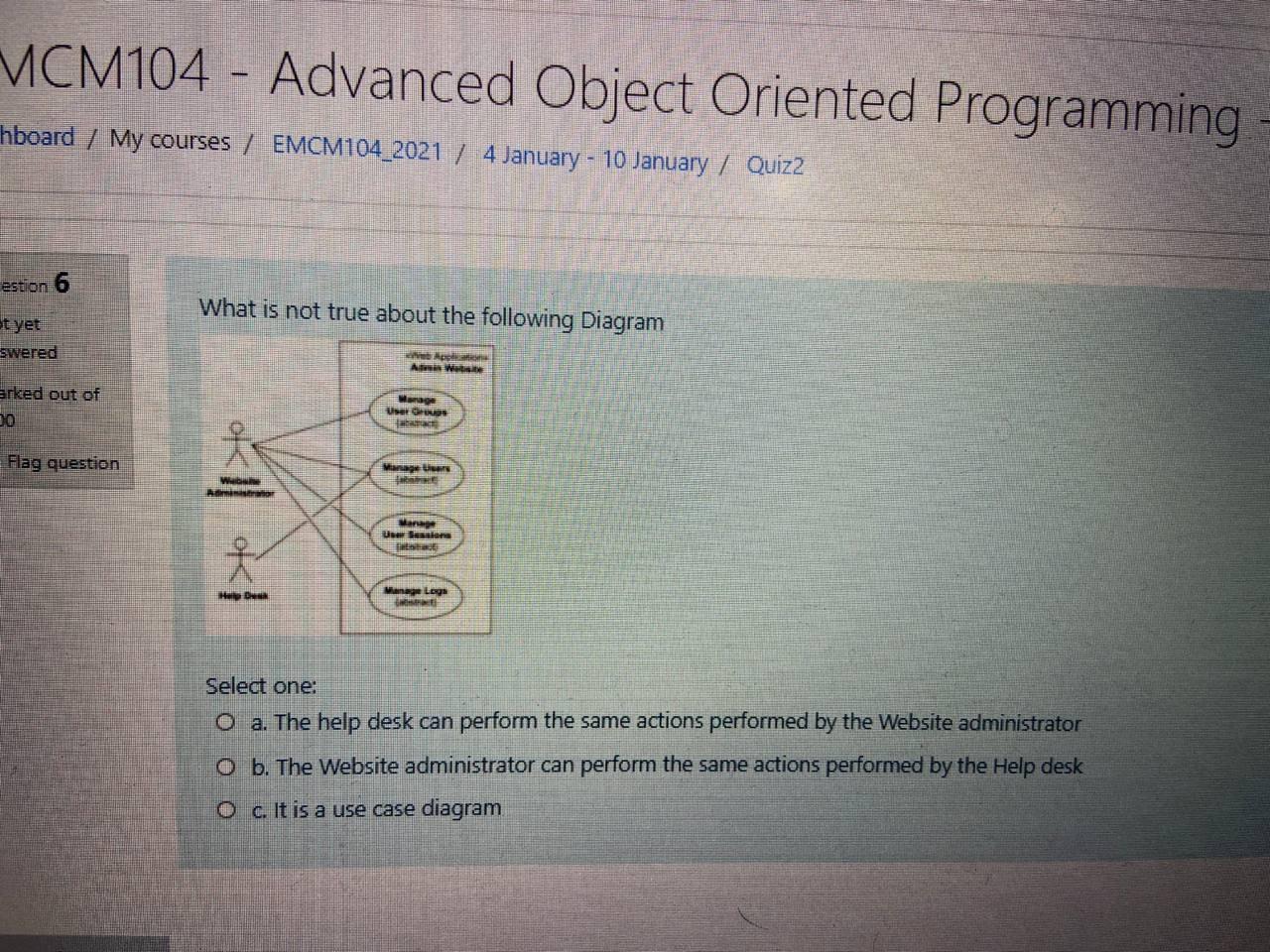  MCM104 - Advanced Object Oriented Programming hboard / My courses /
