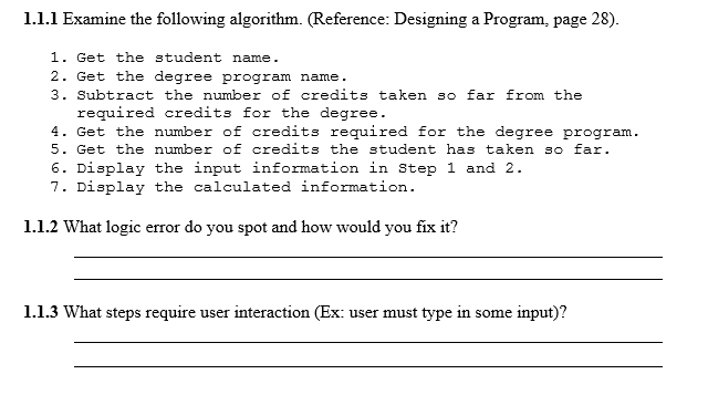 Get the student name. Get the degree program name. Subtract the