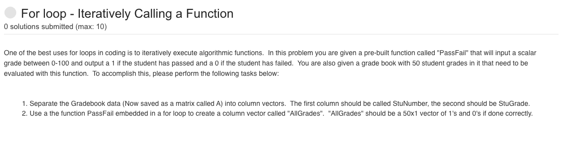  For loop - Iteratively Calling a Function O solutions submitted (max: