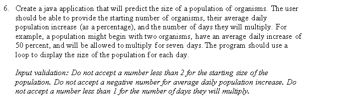  6. Create a java application that will predict the size of