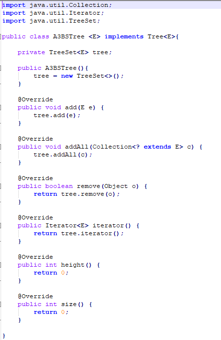 a) public static void sort (Tree tree, E] a) See the comments