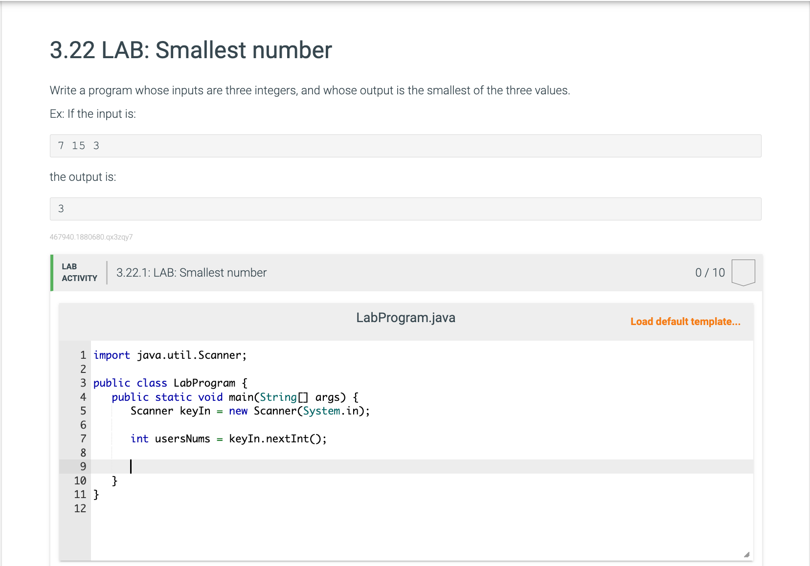 Programming language is Java. Write a program whose inputs are three integers,