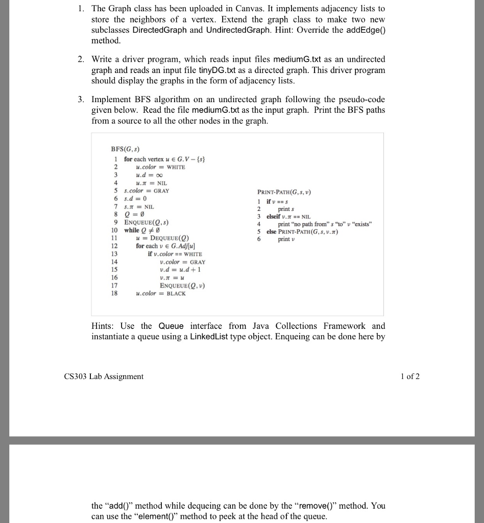 Please help Below is the java codes for the Graph class: import