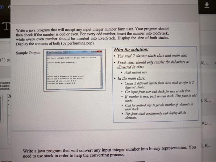  you need to create 2 classes te e T (1).PC lasser