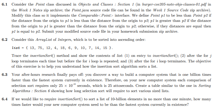 Java, 6.1 and 6.4 only, please! Thanks! 6.1 Consider the Point class