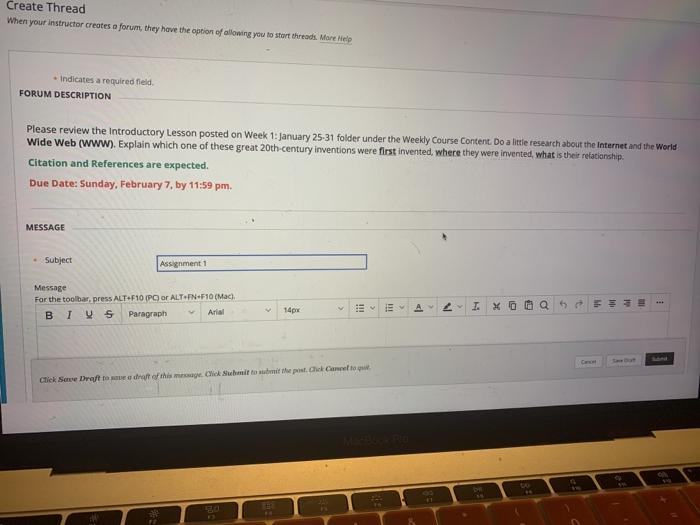  Create Thread When your instructor creates a forum they have the