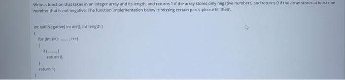 with c# please Write a function that takes in an integer array
