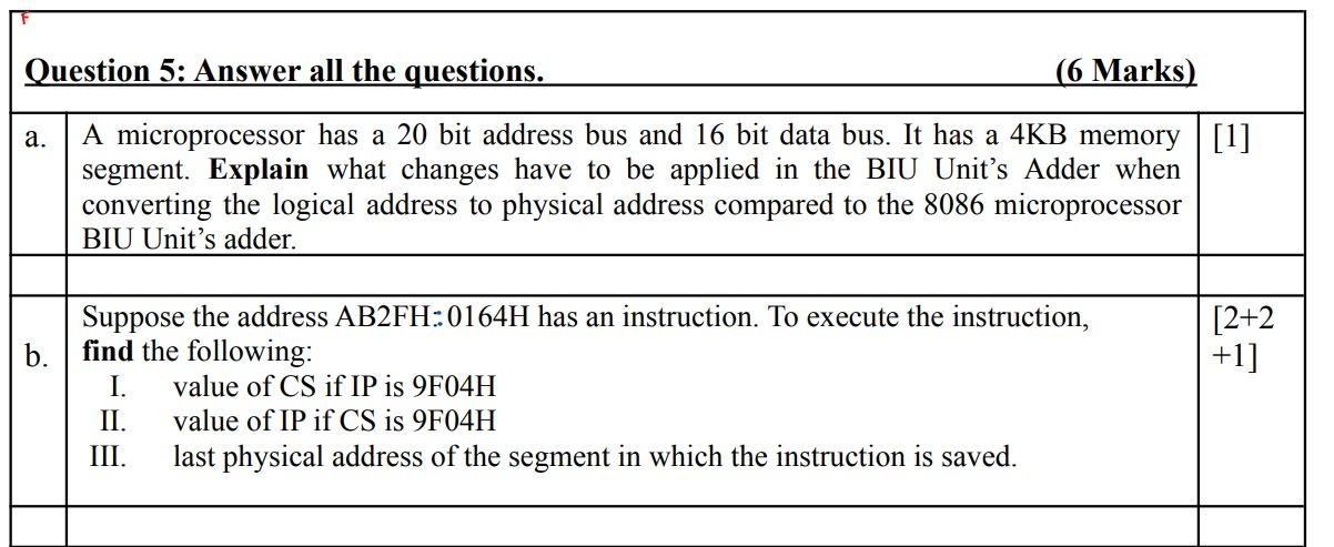  Course Name: Microprocessor, Microcontroller, and Interfacing Please solve this question correctly
