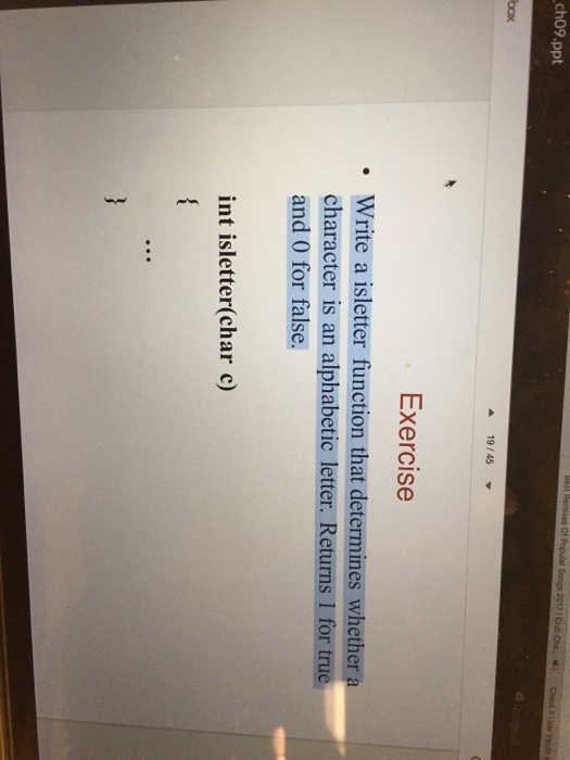  Write a isletter function that determines whether a character is an