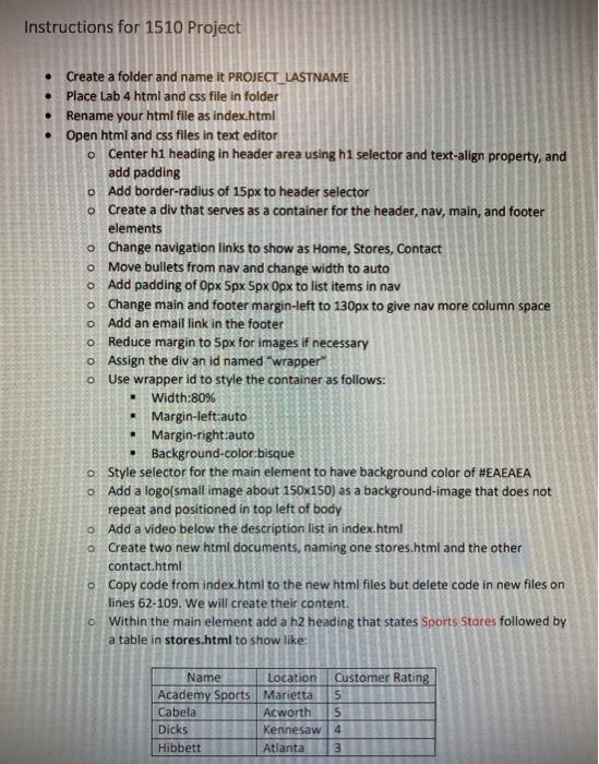 How can i do this? Please help Instructions for 1510 Project .