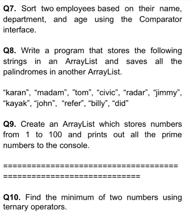  Program in Java Sort two employees based on their name, department,