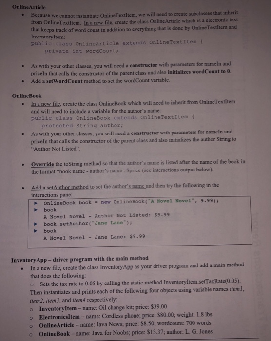 will need to create a class called Inventoryltem that represents an inventory