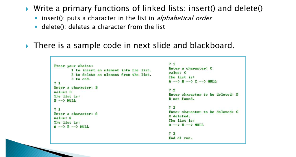 write it in C programming Write a primary functions of linked lists: